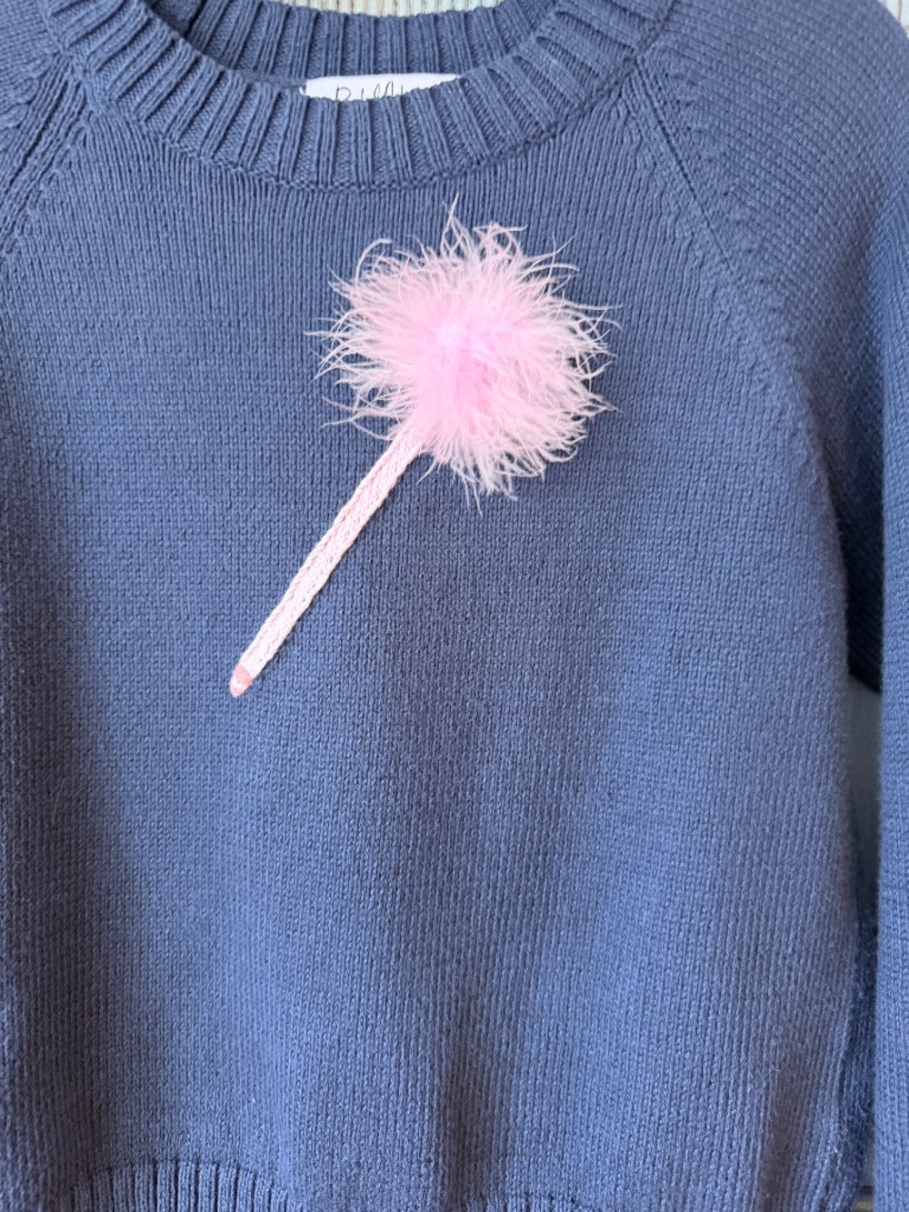 Rachel Antonoff Cher Navy Cotton Sweater With Pink Pump Pump Feather Size M - Picture 3 of 5